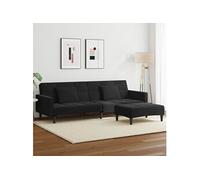 Slaapbank 2-zits met voetenbank fluweel zwart3258119