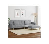 vidaXL Slaapbank 2-zits met voetenbank stof lichtgrijs3258106 Gris G