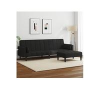 Vidaxl Canapé-Lit À 2 Places Avec Repose-Pied Noir Tissu Noir