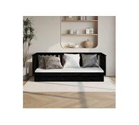 Lit de Jour Adulte Canapé-lit Lit d'Invité Canapé Meuble de Salle de Séjour Chambre Intérieur Noir 80x200 cm Bois de Pin Massif