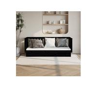 vidaXL Lit de jour 821583 – Bois de pin massif Noir 90 x 190 cm