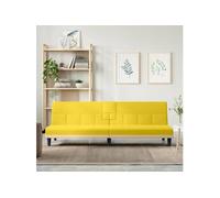 Vidaxl Canapé-Lit Avec Porte-Gobelets Jaune Clair Tissu Jaune