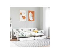 Vidaxl Lit De Jour Avec Tiroirs Blanc 80x200 Cm Bois De Pin Massif Blanc