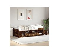 Slaapbank met lades zonder matras 100x200 cm gerookt eikenkleur3280241