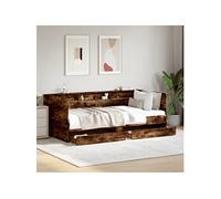 Slaapbank met lades zonder matras 100x200 cm gerookt eikenkleur3280843