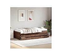 vidaXL Slaapbank met lades zonder matras 75x190 cm bruin eikenkleurig3280894 Marron G
