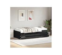 Vidaxl Lit De Jour Avec Tiroirs Sans Matelas Noir 90x190 Cm Marron