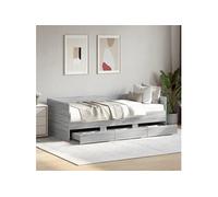 vidaXL Lit de jour avec tiroirs sans matelas Sonoma gris 90x200 cm