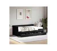 Vidaxl Lit De Jour Avec Tiroirs Sans Matelas Noir 90x200 Cm Marron