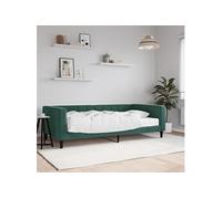 Vidaxl Lit De Jour Avec Matelas Vert Foncé 100x200 Cm Velours Vert