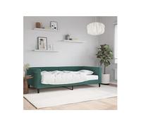 Vidaxl Lit De Jour Avec Matelas Vert Fonc¿¿ 100x200 Cm Velours Vert