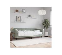 Vidaxl Lit De Jour Avec Matelas Gris Clair 100x200 Cm Velours Gris