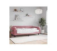 vidaXL Lit de jour avec matelas velours rose 100 x 200 cm