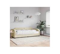 vidaXL Lit de jour avec matelas Crème 100x200 cm Tissu