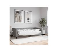 Vidaxl Lit De Jour Avec Matelas Gris Clair 100x200 Cm Tissu Gris