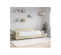 Vidaxl Lit De Jour Avec Matelas Crème 80x200 Cm Tissu