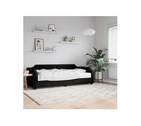 Vidaxl Lit De Jour Avec Matelas Noir 90x190 Cm Tissu Noir