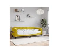 vidaXL Lit de jour avec matelas jaune 90x200 cm velours, canapé-lit, canapé-lit de repos, lit de repos rembourré, lit d'appoint Jaune