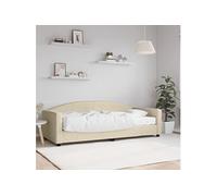 Slaapbank met matras 90x200 cm stof crÃmekleurig3197174