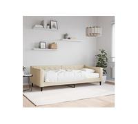 Slaapbank met matras 90x200 cm stof crÃmekleurig3197412