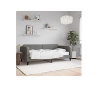 Vidaxl Lit De Jour Avec Matelas Gris Foncé 90x200 Cm Tissu Gris