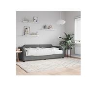 Vidaxl Lit De Jour Avec Matelas Gris Foncé 90x200 Cm Tissu Gris