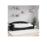 vidaXL Lit de jour avec matelas noir 90x200 cm tissu