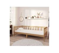 Contour cadre de lit vidaXL Lit de repos et matelas 90x200cm Marron miel Bois de pin massif