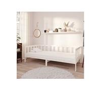 Bois de Pin Massif Lit avec Matelas Canapé-lit Lit d'Invité Cadre de Lit Simple Salon Salle de Séjour Intérieur Maison 90x200 cm Blanc