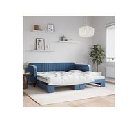 vidaXL Lit de jour avec lit gigogne bleu 100x200 cm velours 3197069