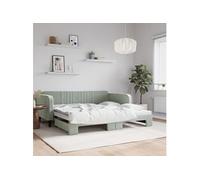 vidaXL Lit de jour avec gigogne sans matelas gris clair 100x200 cm