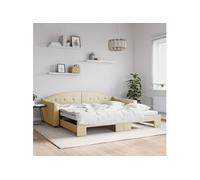Vidaxl Lit De Jour Avec Lit Gigogne Crème 100x200 Cm Tissu