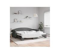 vidaXL Slaapbank met onderschuifbed 100x200 cm stof donkergrijs3197194 Gris G