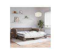 vidaXL Slaapbank met onderschuifbed 100x200 cm stof taupe3196824 Taupe G