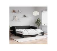 Slaapbank met onderschuifbed 100x200 cm stof zwart3196823