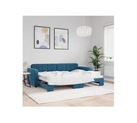 Slaapbank met onderschuifbed 80x200 cm fluweel blauw3196921