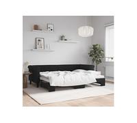 Slaapbank met onderschuifbed 80x200 cm fluweel zwart3197768