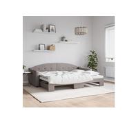 Vidaxl Lit De Jour Avec Lit Gigogne Taupe 80x200 Cm Tissu
