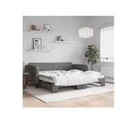 vidaXL Lit de jour avec lit gigogne 3196827 en tissu gris foncé 90x190 cm