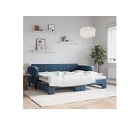 vidaXL Lit de jour avec lit gigogne bleu 90x200 cm velours 3197062