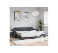 Vidaxl Lit De Jour Avec Lit Gigogne Gris Foncé 90x200 Cm Velours Gris