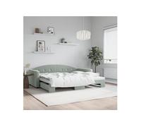 Vidaxl Lit De Jour Avec Gigogne Sans Matelas Gris Clair 90x200 Cm Gris