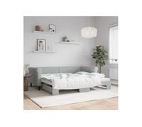 vidaXL Lit de jour gigogne velours sans matelas gris-clair 90x200 cm