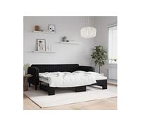 vidaXL Lit de jour avec lit gigogne noir 90x200 cm velours 3197067