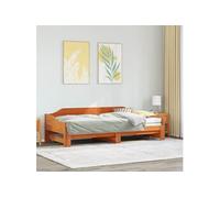 vidaXL Slaapbank met onderschuifbed 90x200 cm massief grenenhout850907 Marron G