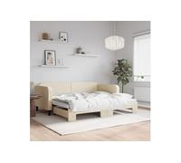 vidaXL Lit de jour avec lit gigogne crème 90x200 cm tissu 3196820