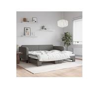 Vidaxl Lit De Jour Avec Lit Gigogne Gris Foncé 90x200 Cm Tissu Gris
