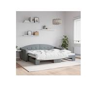 Slaapbank met onderschuifbed 90x200 cm stof lichtgrijs3197530