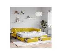 Vidaxl Lit De Jour Avec Gigogne Et Tiroirs Jaune 100x200 Cm Velours Multicolore
