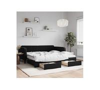 Vidaxl Lit De Jour Avec Gigogne Et Tiroirs Noir 100x200 Cm Velours Multicolore